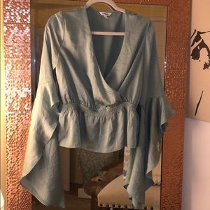 Express Teal Bell Sleeve Top
